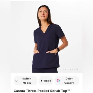 Figs Casma Navy Short Sleeve Top